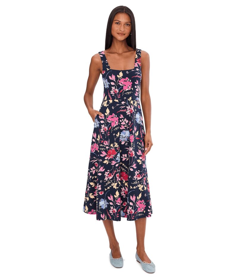 パクト レディース トップス ワンピース PACT Fit-and-Flare Square Neck Dress Dayspring Bloom