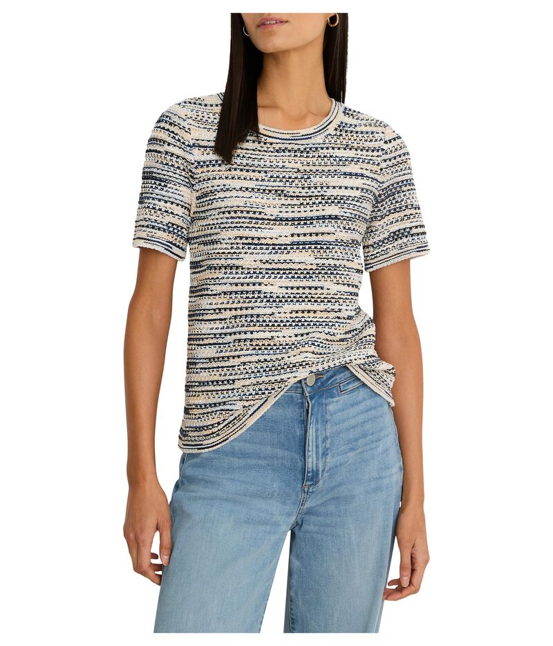 ニックプラスゾーイ レディース アウター ニット・セーター プチ Tシャツ NIC+ZOE Petite Spacedye Tuck Stitch Sweater Tee Blue Multi ブルー
