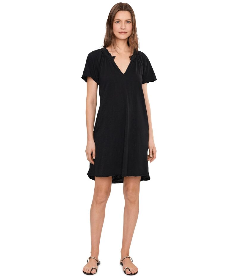 モッドドック レディース トップス 衣装 Mod-o-doc Short Sleeve Shirred Split-Neck DressWo Black 黒いこと