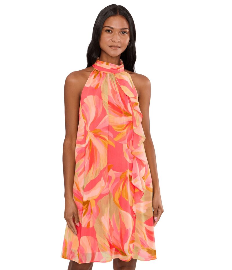 アドリアナ パペル レディース トップス 衣装 ホルター Adrianna Papell Halter Trapeze DressWo Coral Multi コーラル