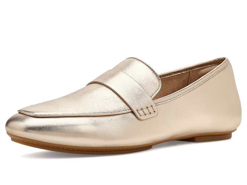 相応うフロップ レディース シューズ スリッポン・ローファー トール なめし革 Fitflop Delicato Soft Metallic-Leather LoafersWo Platino メタリック レディース靴-靴