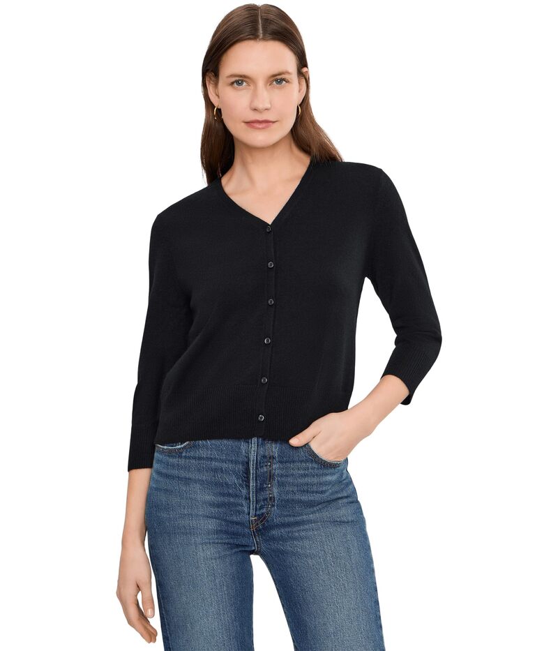 ヴィンス レディース アウター 編み物・プルオーバー Vのど首 Vincelbow Sleeve V-Neck CardiWo Black 黒いこと レディースファッション-セーター-トップス