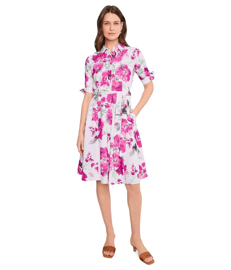 カルバンクライン レディース トップス 衣装 縮緬 御花柄 プルオーバー アクアラング 御花 Calvin Klein Short Sleeve Scuba Crepe Self Tie Floral Shirt DressWo Rose Multi マルチ色つや