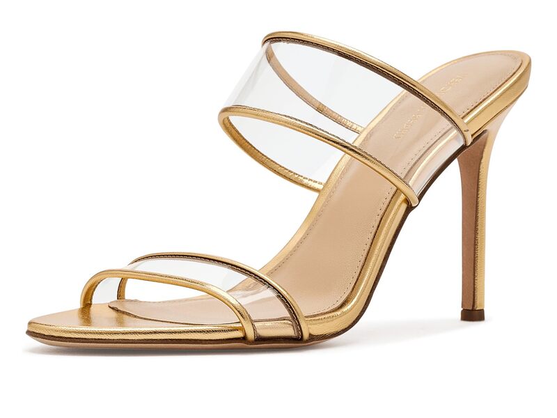 ヴェロニカ ベアード レディース シューズ 踵 サンダル Veronica Beard Asha 95 Piping Strappy Sandals Clear/Pale Gold ゴールド