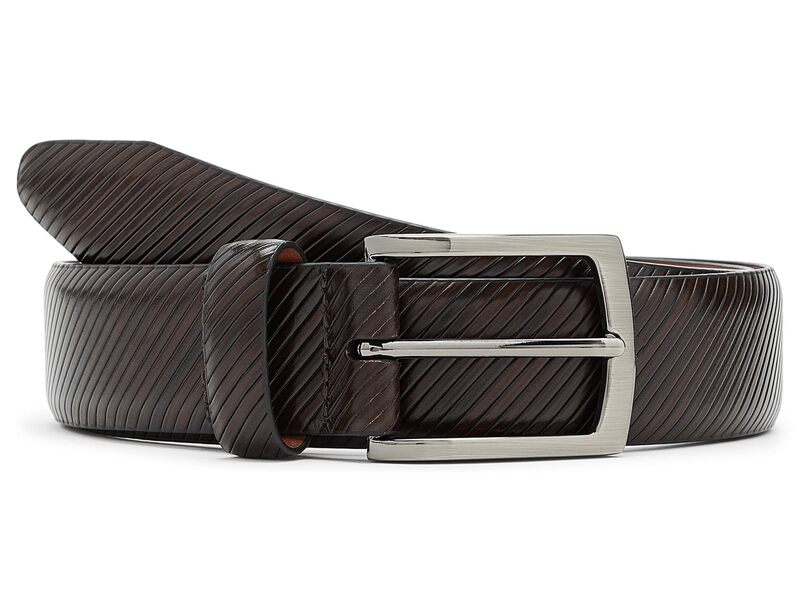 ジョンストンアンドマーフィー メンズ 付属品 胴締め Johnston \u0026 Murphy Diagonal Etched Belt Dark Brown 赤銅色