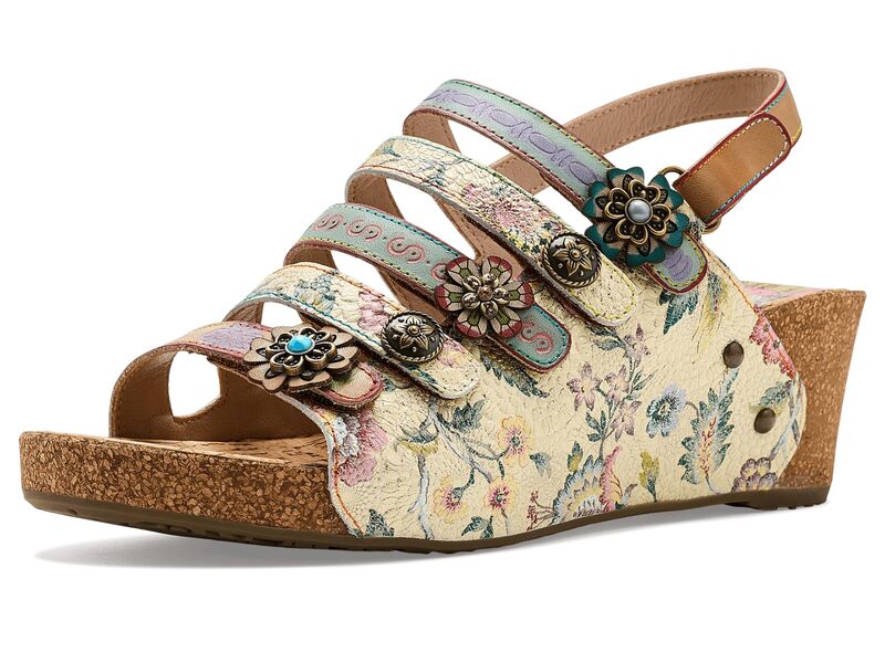 発条足取り レディース シューズ 踵 L\u0027artiste By Spring Step Buckleitup Beige Multi ベージュ