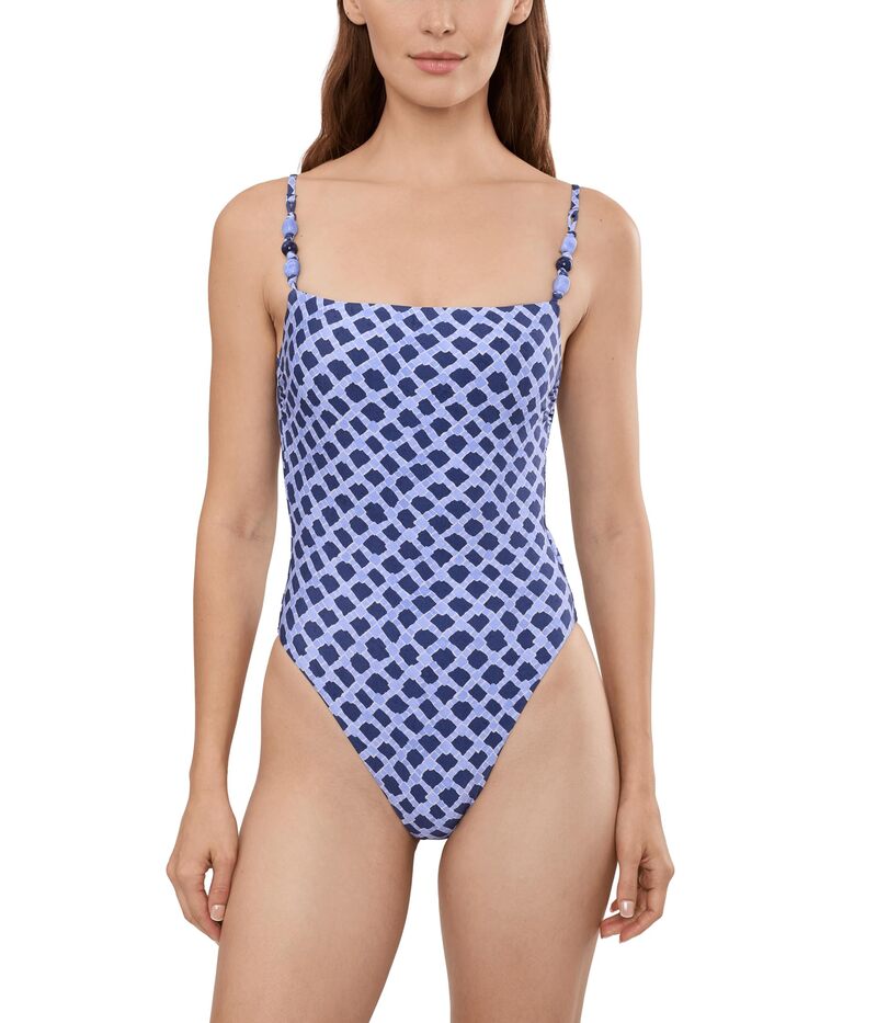 シーフォリー レディース 水泳着 上下仕掛ける Seafolly Marseille Square Neck One-Piece Blue Indigo インディゴ