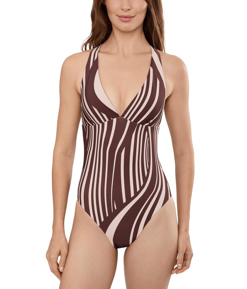 シーフォリー レディース 水泳着 上下仕掛ける Vのど首 Seafolly Coastline Deep V-Neck One-Piece Cocoa チョコレート