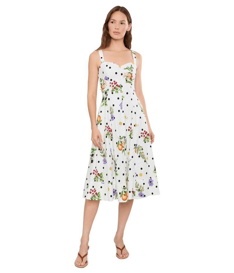 アヴェックレフィーユ レディース トップス 衣装 御花柄 midi 綿織物 御花 Avec Les Filles Floral Cotton Sweetheart Fit \u0026 Flare Midi Dress White Scattered 白いこと
