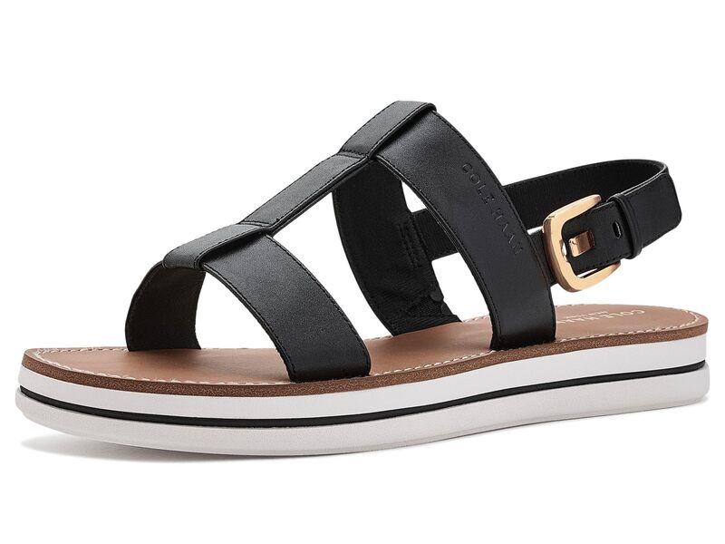 電話を掛けるハーン レディース シューズ サンダル Cole Haan Pinch Long-weekender Sandals Black Leather 黒いこと