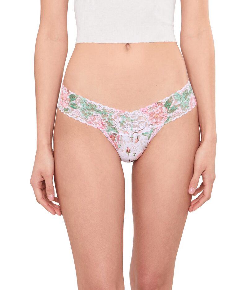 ハンキーパンキー レディース アンダーお召しもの ズボン下 ローライズ 刷り上げる スピード競技 Hanky Panky Printed Signature LaceR Low Rise Thongs Rococo Rose (Pi
