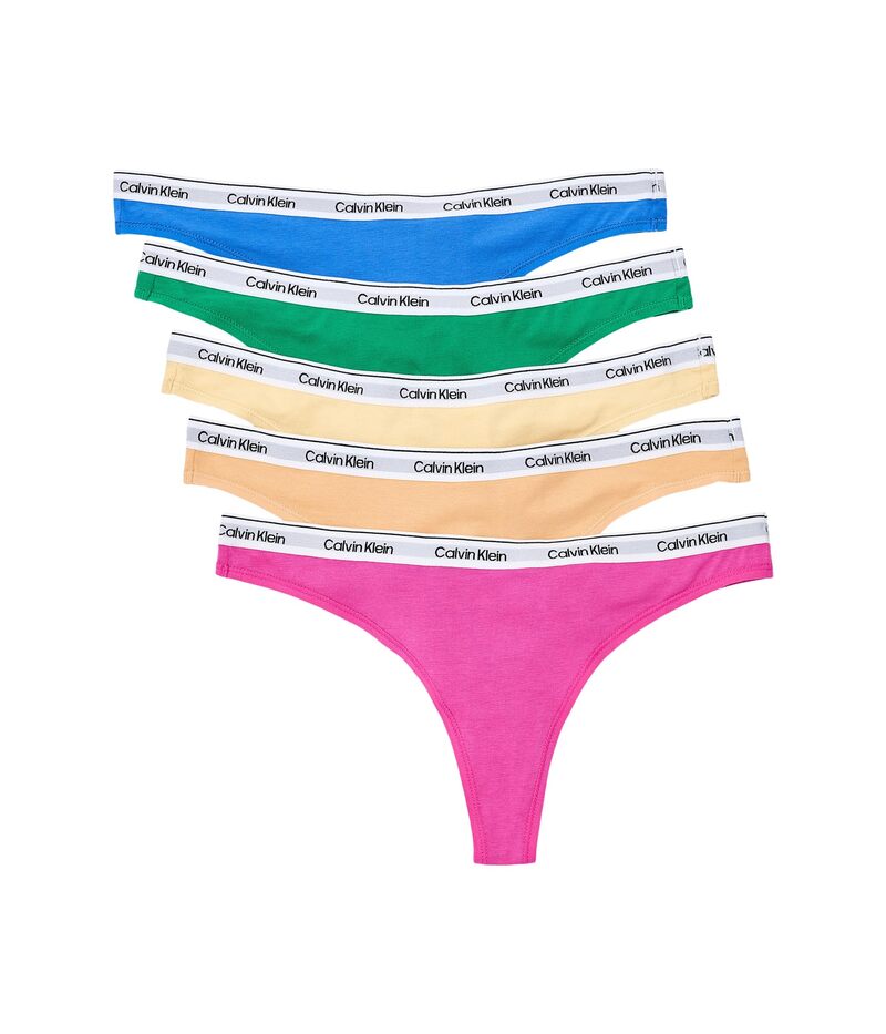 カルバン クラはたご屋 アンダー御召しもの レディース ズボン下 ロゴタイプ Calvin Klein Underwear Icon Logo Thong 5-Pack Mardi Gras Gree