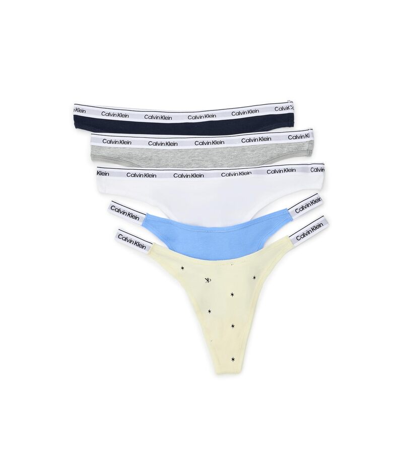 カルバン クラはたご屋 アンダー御召しもの レディース ズボン下 ロゴタイプ Calvin Klein Underwear Icon Logo Mixed Thong 5-Pack Shoreline/Blue 青碧