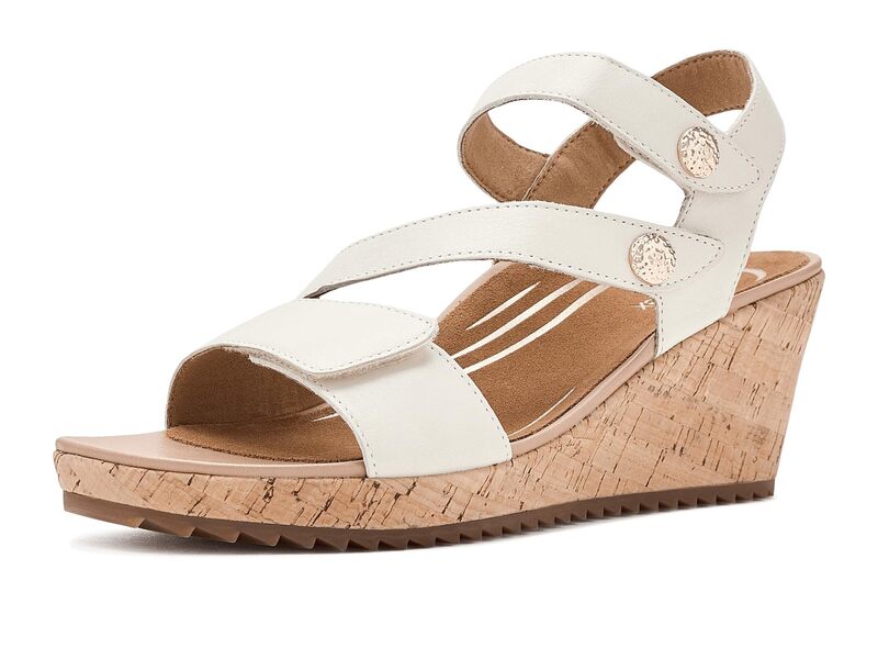 エイトレックス レディース シューズ 踵 サンダル Aetrex Madelyn Adjustable Wedge Sandals Off White 象牙色