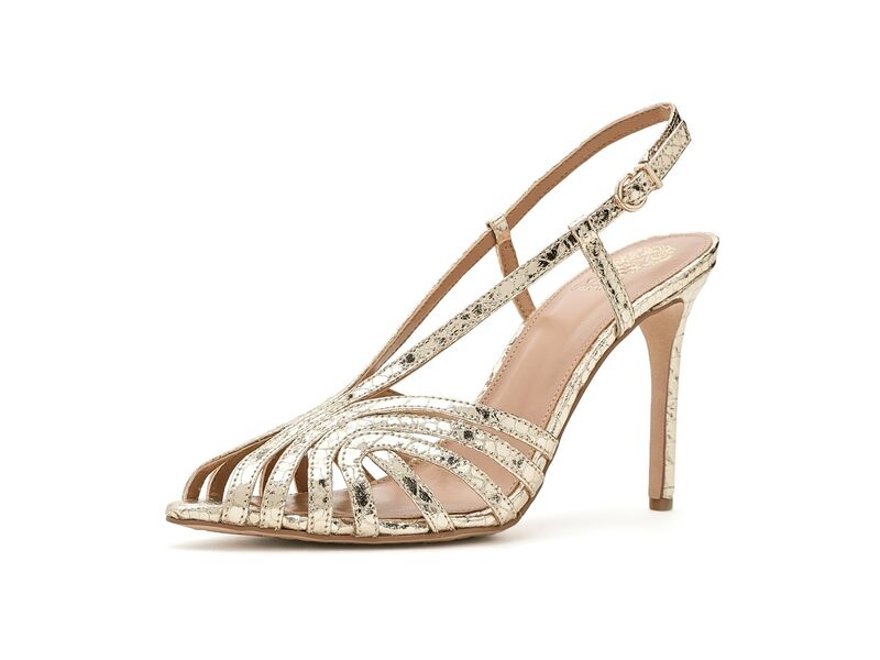 ヴィンスカムート レディース シューズ 踵 サンダル Vince Camuto Hannie Caged Toe Slingback Peep Toe Sandals Gold ゴールド