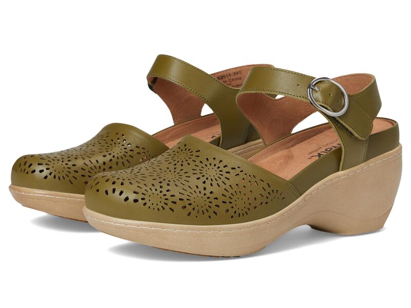 ホンブルグ帽ウォーク レディース シューズ 踵 Softwalk Mabelle Perf Olive オリーブ