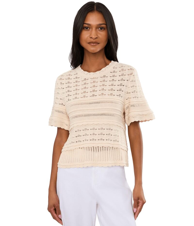 セセ レディース アウター 編み物・スウェーター Cece Multi Stitch Pointelle Sweater White Swan 白いこと
