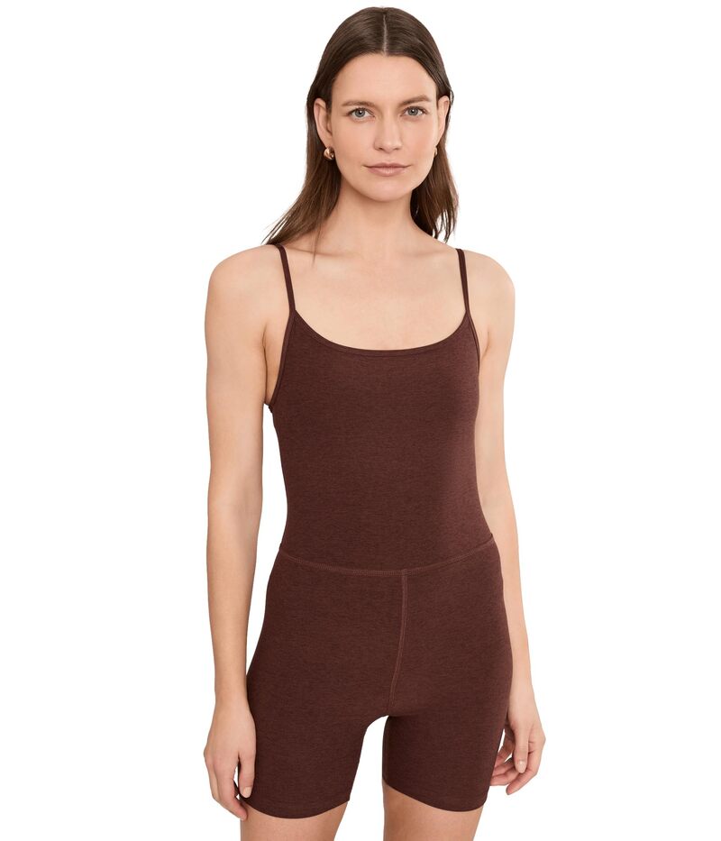 ビヨンドヨガ レディース ボトムス 心地よいズボン下 飛び降りる背広 Beyond Yoga Spacedye Keepace Biker Jumpsuit Iced Mocha Heat モカ