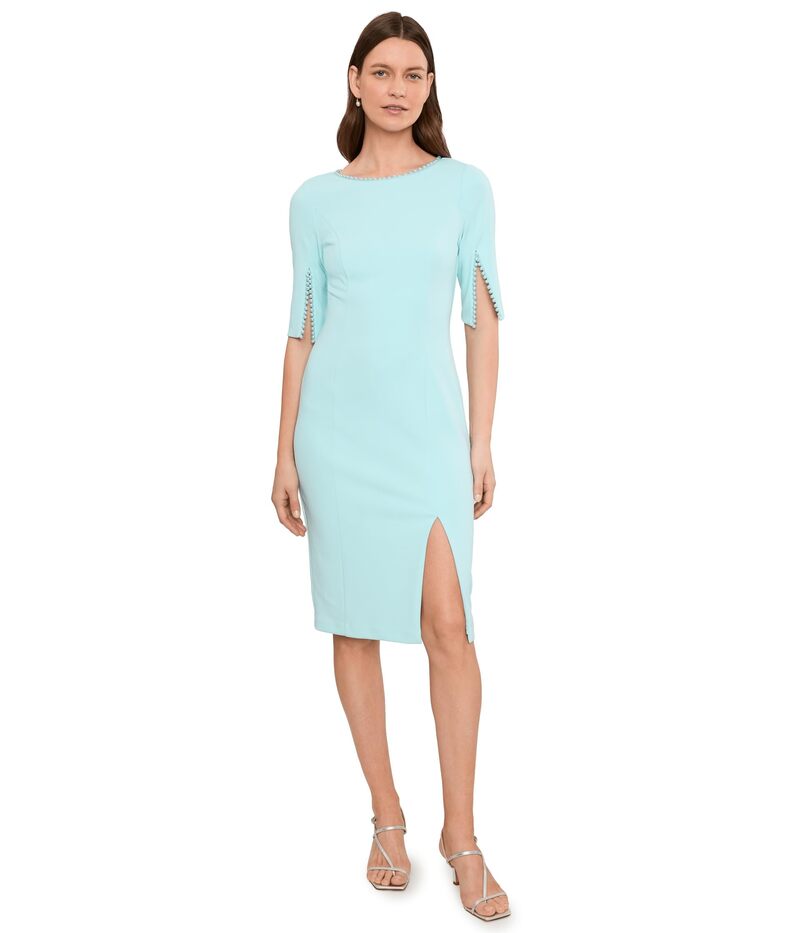 アドリアナ パペル レディース トップス 衣装 縮緬 MIDI Adrianna Papell Split Sleeve Midi Crepe Dress Clear Sky