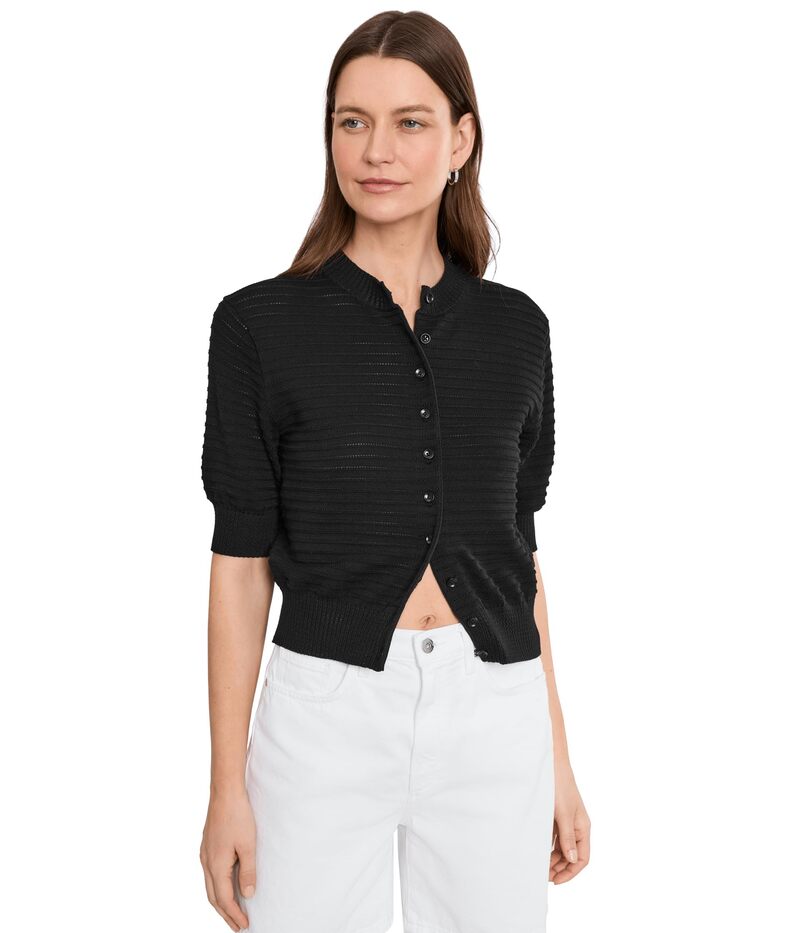 メイドウェル レディース アウター 編み物・スウェーター 綿織物 ジレー Madewell Cotton Stitch Siya Short Sleeve Cardigan- Solid Jet Black 黒いこと