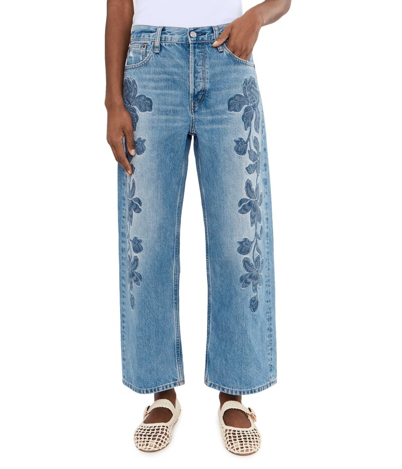 メイドウェル レディース ボトムス ジーンズズボン下 刺しゅう Madewell Embroidered Low Slung Baggy Crop インチ Worn Mid Indigo インディゴ
