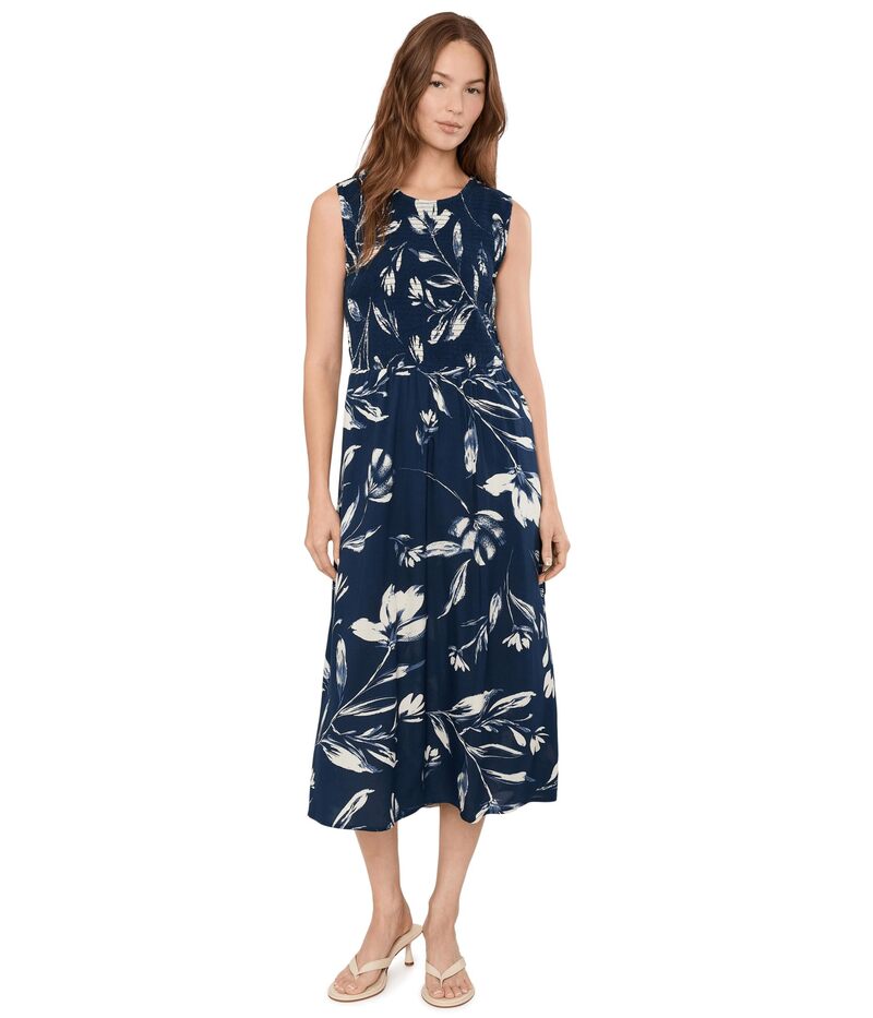 カルバンクライン レディース トップス 衣装 御花柄 MIDI ノースリーブ シャーリング 御花 Calvin Klein Sleevelessmocked Floral Midindigo Multi インディゴ