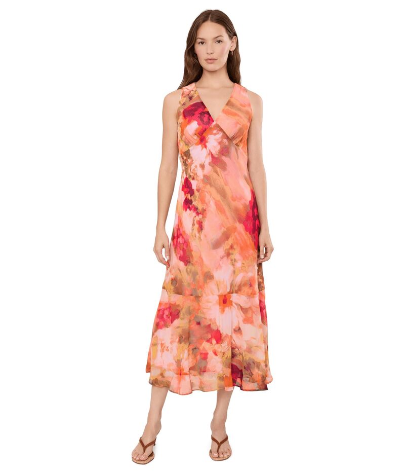 カルバンクライン レディース トップス 衣装 フラウンス裾 シフォン 御花柄 フラウンス ノースリーブ 御花 Calvin Klein Sleeveless Floral Chiffon Ruffle Hem Tango Multi マルチ色つや