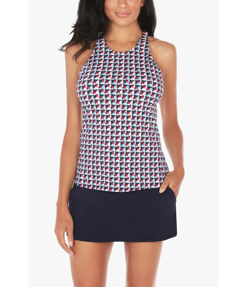 ナウティカ レディース 海水着 とっ始めのみ ハイネック Nautica Geo My Way High Neck Tankini Deep Sea