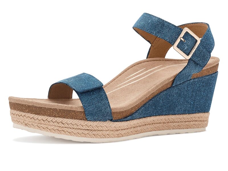 エイトレックス レディース シューズ 踵 サンダル Aetrex Sydney Adjustable Wedge Sandals Denim ジーンズ