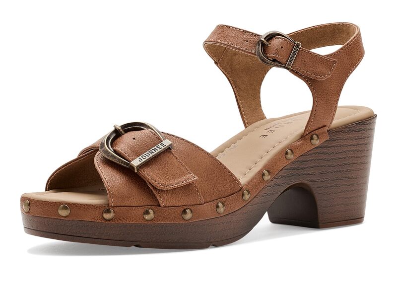 ジュルネ 寄せあわせ レディース シューズ 踵 Journee Collection Sisilia Cognac