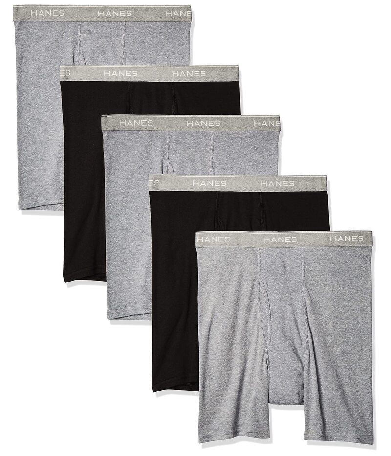 ヘインズ メンズ アンダーお召しもの ボクサーズボン下 Hanes Tagless Cool Dri Boxer Briefs with ComfortFlex Waistband-Multiple Packs Available 5 Pack - Black/ 黒いこと