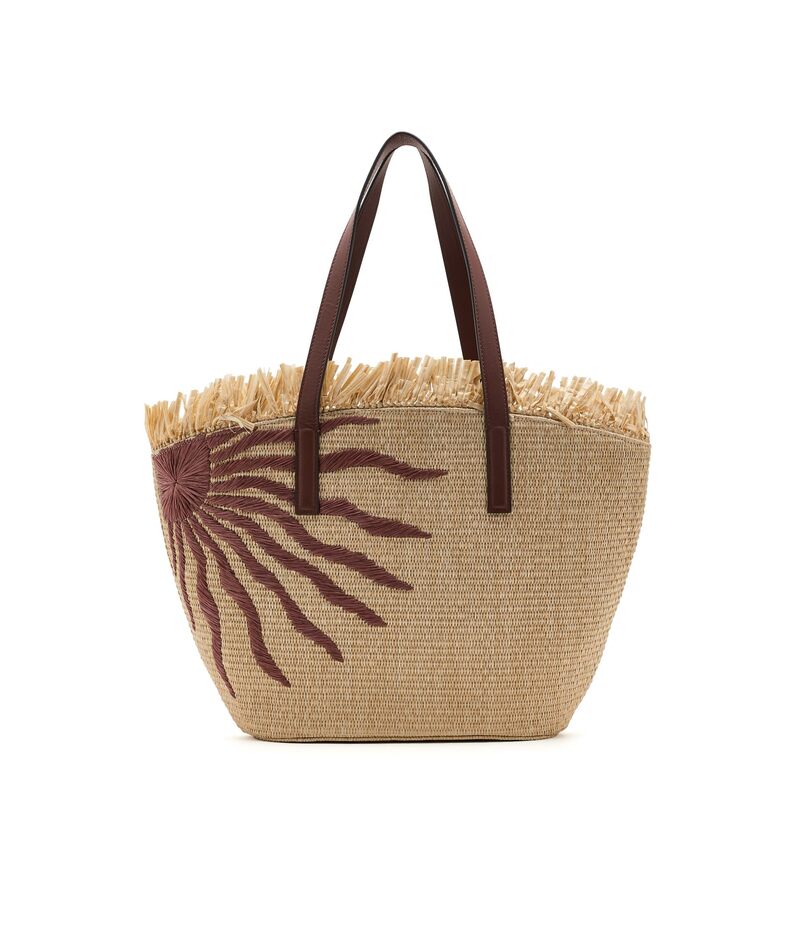 耕園 レディース 御徒面子 刷り上げる Farm Rio Printed Raffia Basket Bag Black/Natural 黒いこと