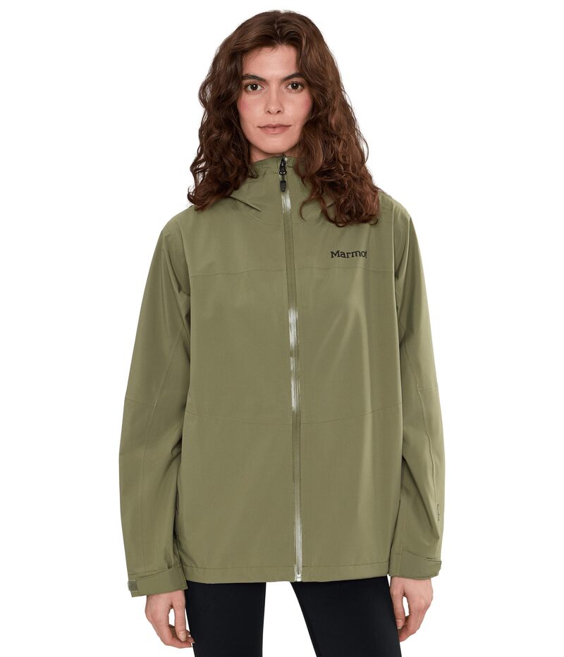 モルモット レディース アウター 厚地の外套 上衣 Marmot Precip Evo Flex Jacket Olive Grove オリーブ