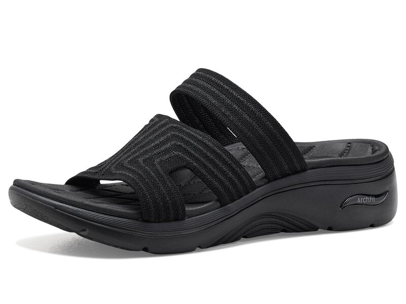スケッチャーズ レディース シューズ サンダル Skechers GO WALK Arch Fit 2.0 Sandal - Leila Black/Black 黒いこと