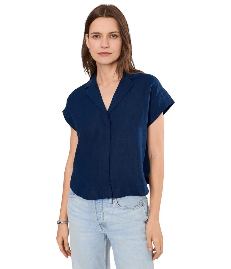 メイドウェル レディース トップス プルオーバー リネン Madewell Mindy Shirt - 100% Linen Classic Indigo インディゴ
