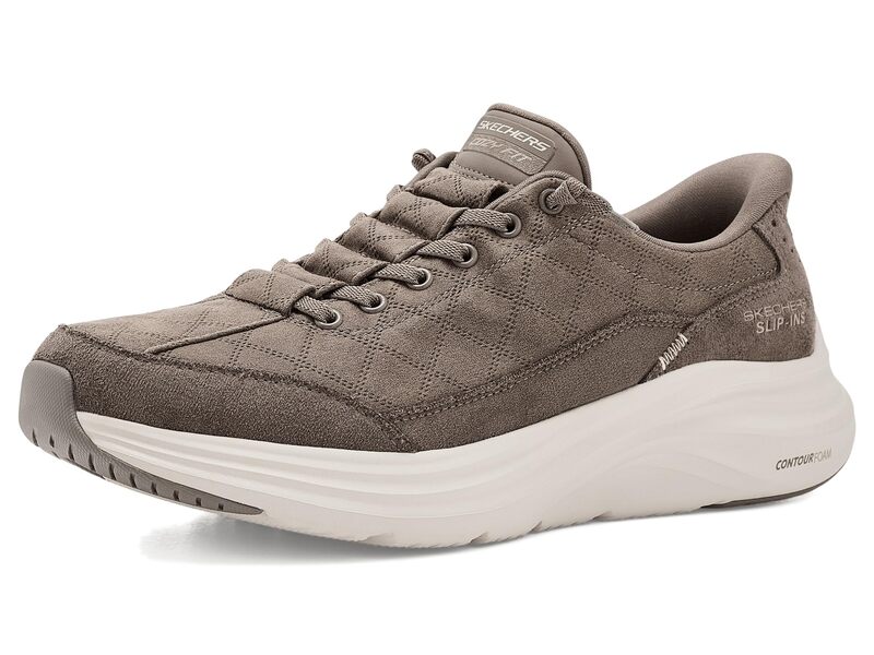 スケッチャーズ メンズ シューズ スニーカー Skechers Contour Foam Cozy Fit Calvoro Hands-Free Slip-Ins Dark Taupe トープ