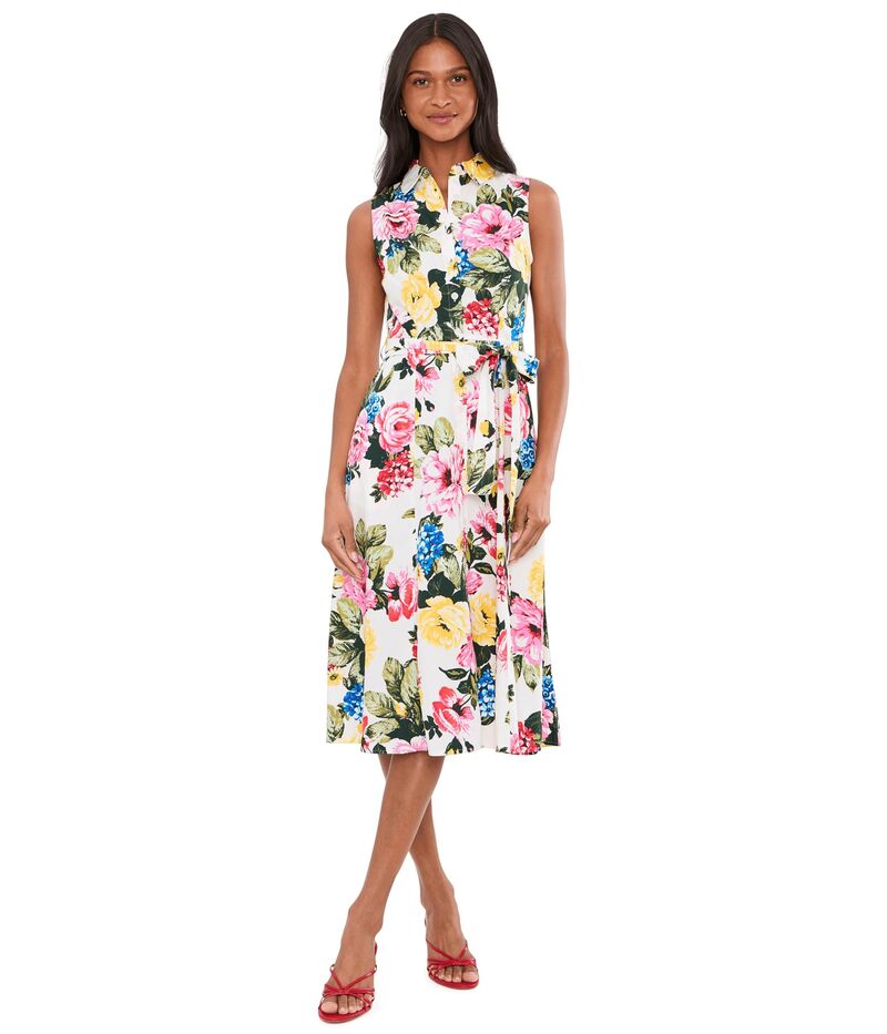 カルバンクライン レディース トップス 衣装 御花柄 MIDI ノースリーブ 綿織物 御花 Calvin Klein Sleeveless Collared Neck Floral Cotton Midi Ginger Multi マルチ色合い