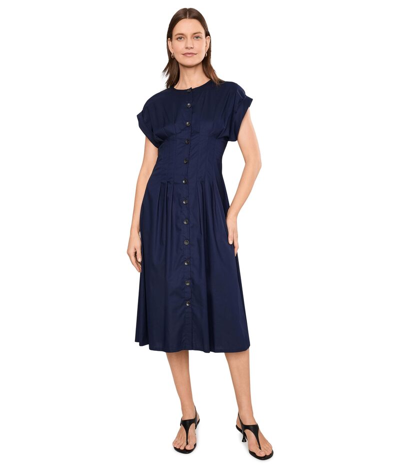 カルバンクライン レディース トップス 衣装 A 生産ライン MIDI 綿織物 旗がしら Calvin Klein Cap Sleeve Solid Cotton A-Line Midindigo インディゴ