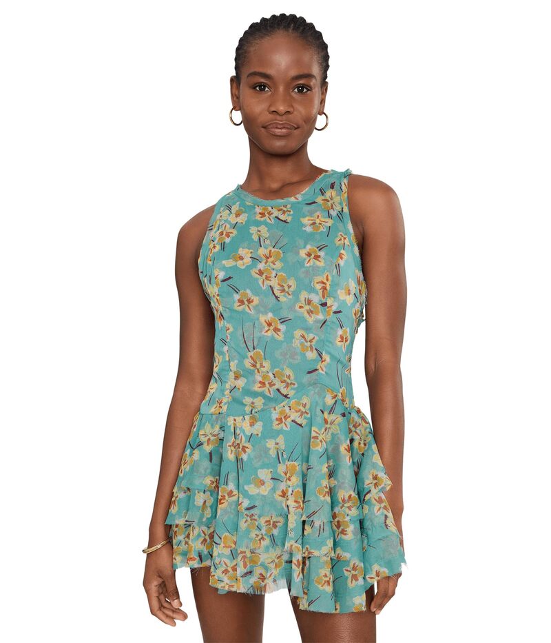 フリーピープル レディース トップス 衣装 刷り上げる ミニ Free People Raven Printed Mini Dress Aqua Combo アクア