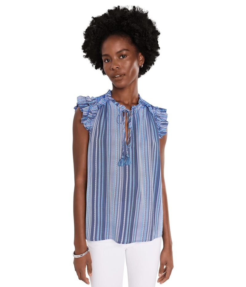 リヴァプール 天使の都市 レディース トップス プルオーバー フラウンス Liverpoolos Angeles Flutter Sleeve Ruffled Woven Top Chambray/Teal M ティール