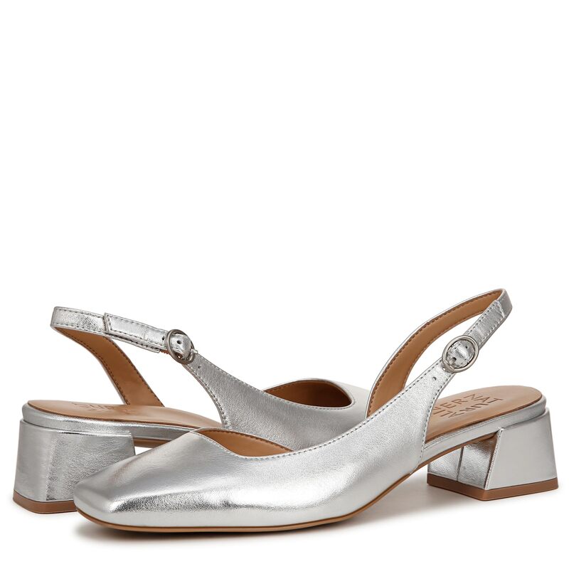 ナチュライザー レディース シューズ サンダル 踵 Naturalizer Jayla Low Heel Slingback Dresshoesilver Leather しろがね色