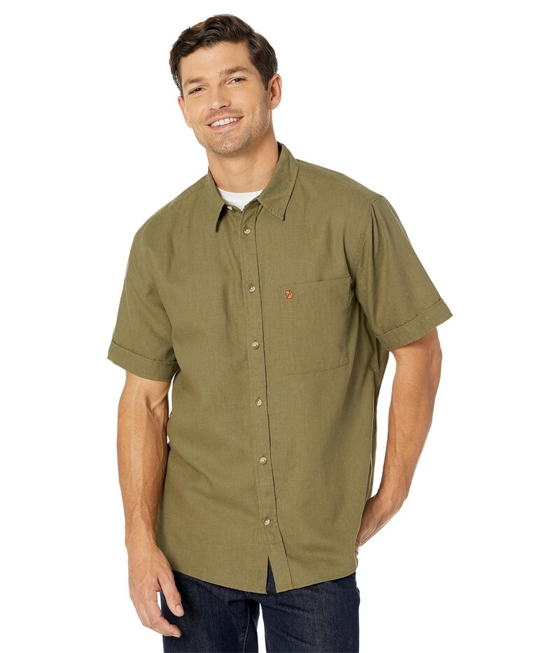 フェールラーベン メンズ トップス プルオーバー Fjallraven Ovik Travel Shirt Short Sleeve Green 緑であること