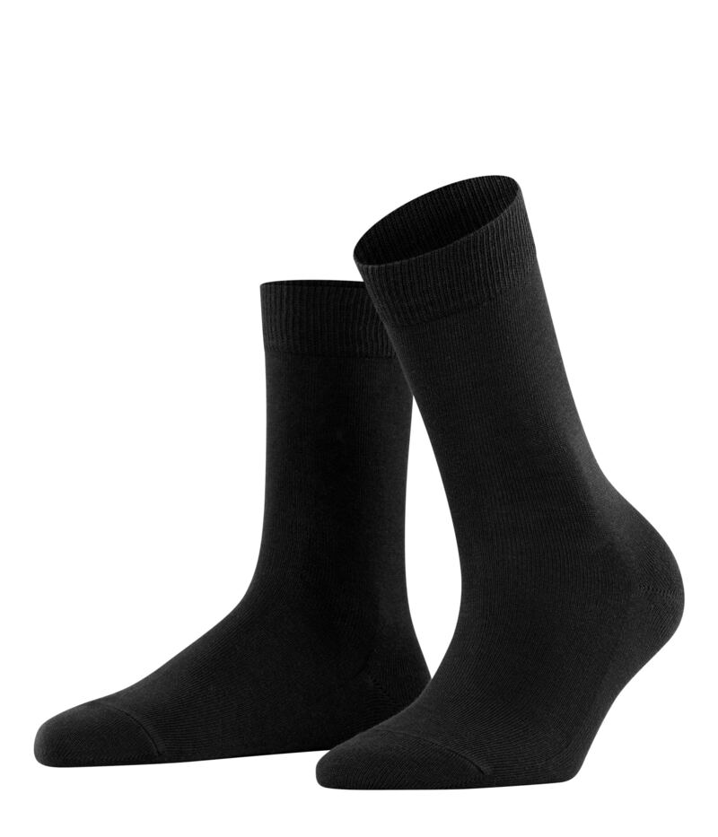 ファルケ レディース アンダーお召しもの ソックス 綿織物 Falke Family Cotton Crew Socks Black 黒いこと