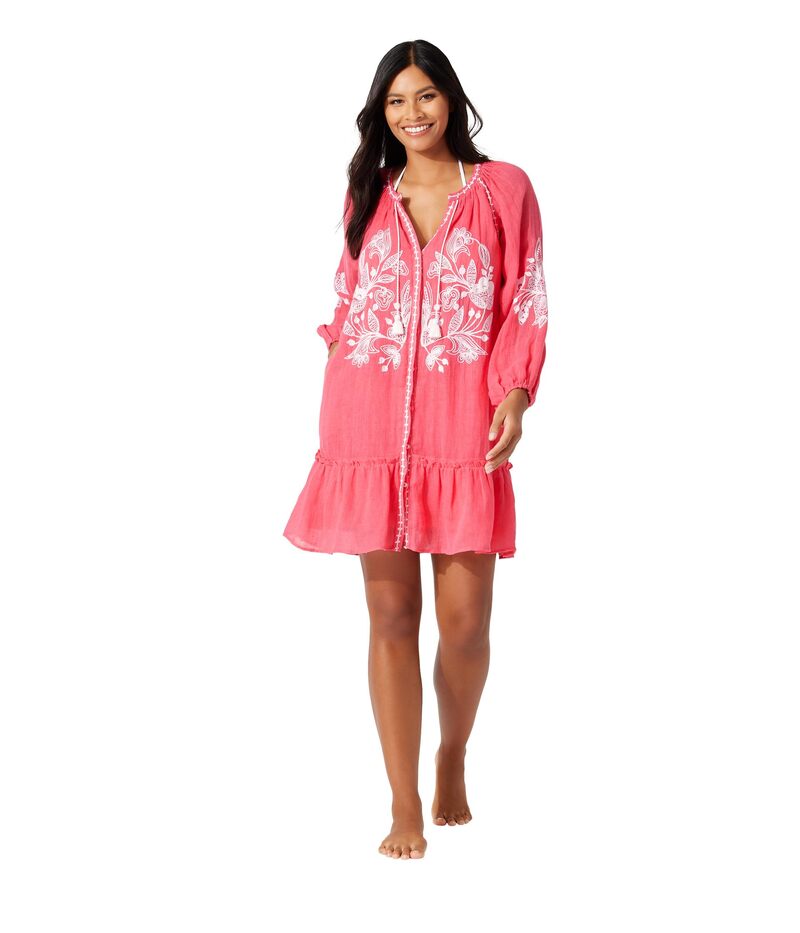 トッミーバハマ レディース トップス 衣装 リネン Tommy Bahama Linen Gauze Tunic Dress Coral Coast コーラル