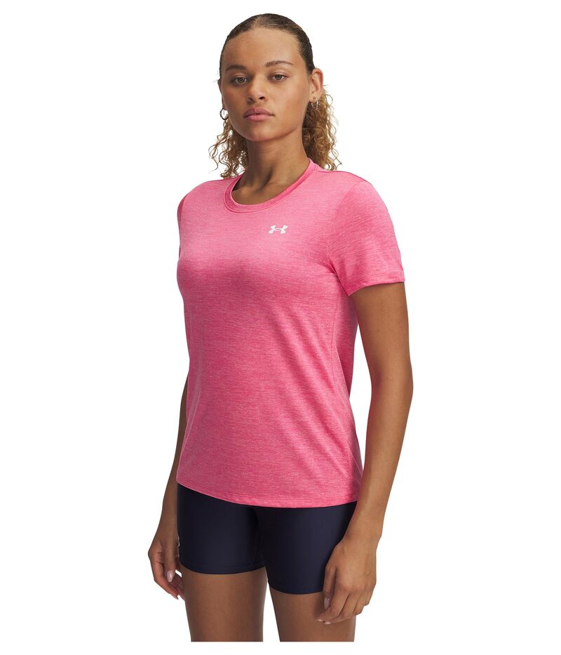 アンダーアーマー レディース トップス プルオーバー Under Armour Tech Twist Short Sleeve Crew Super Pink/Whit サクラ色
