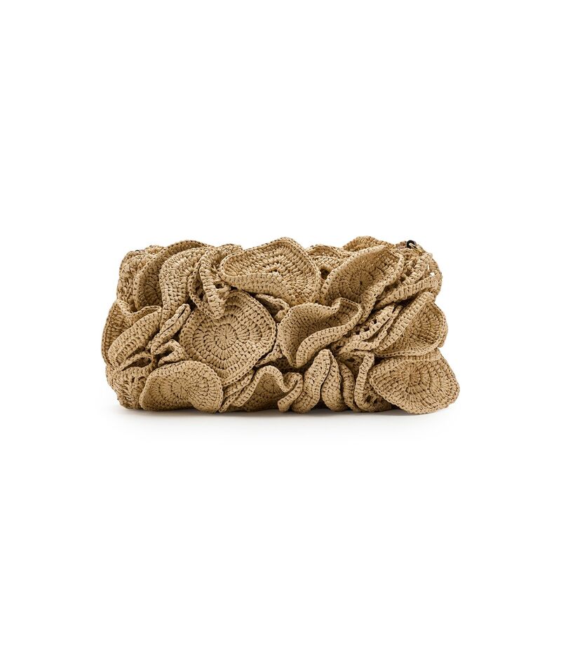 耕園 レディース 御徒面子 Farm Rio Raffia Flower Clutch Natural