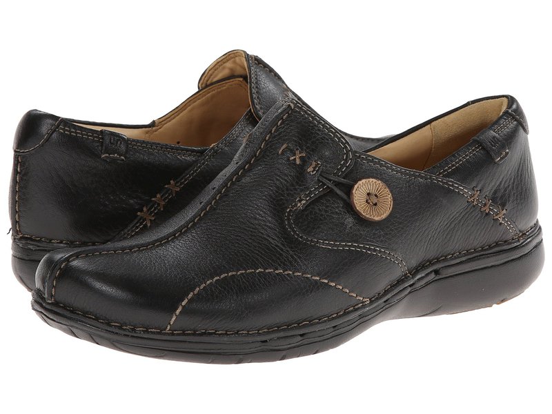 クラークス レディース シューズ スリッポン・ローファー Clarks Un.loop Black Leather 黒いこと レディース靴-ローファー-靴