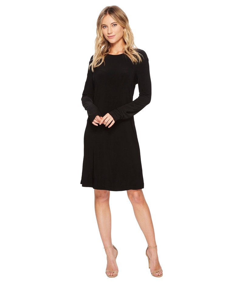 ノーマカマリ レディース トップス ワンピース Norma Kamali Long Sleeve Crew Dress To Knee Black ブラック