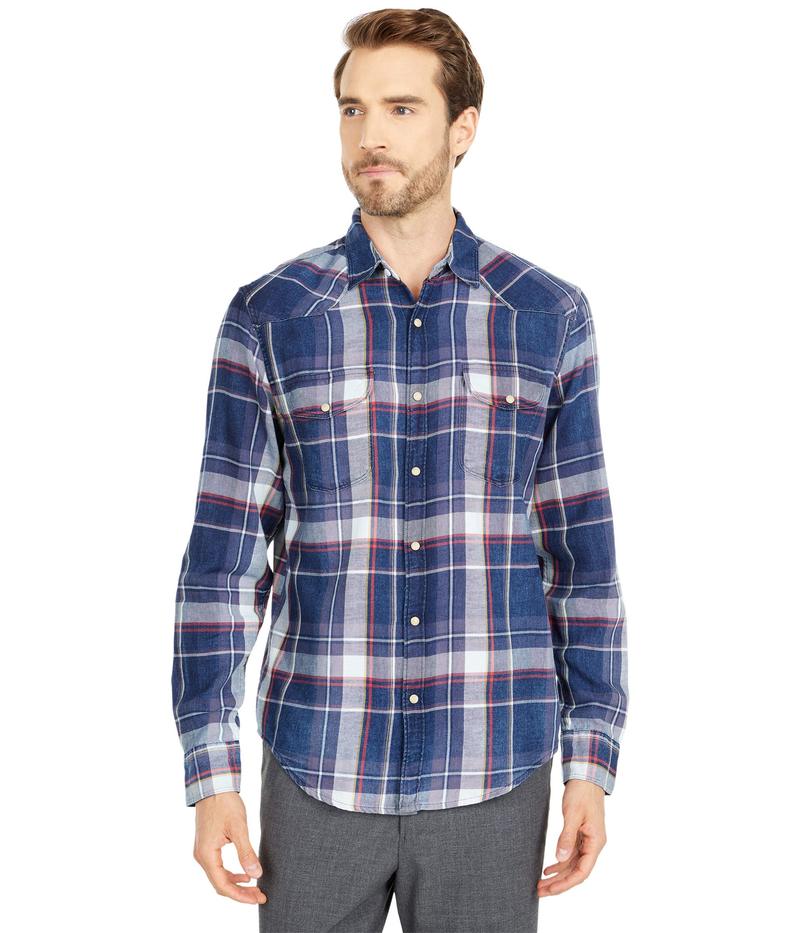 セール特価 ラッキーブランド メンズ シャツ トップス Long Sleeve Indigo Santa Fe Western Shirt Blue Plaid 有名人芸能人 Perrysoft Fr
