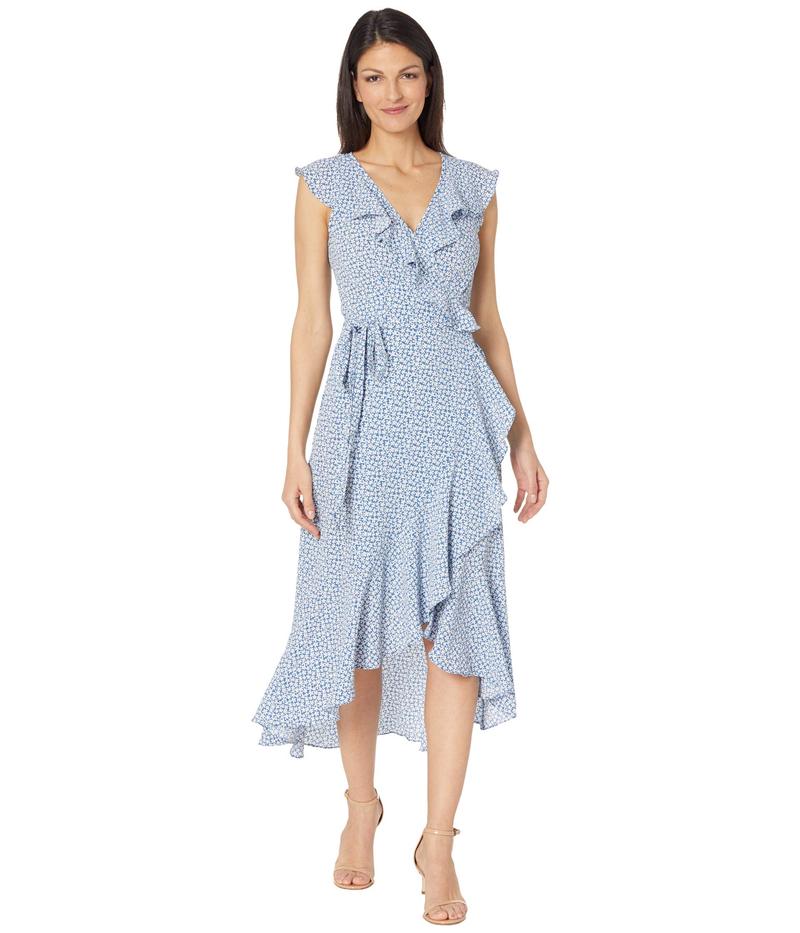 高級ブランド マックススタジオ レディース ワンピース トップス Printed Bubble Crepe Wrap Dress Blue Ivory Shadow Pansy Revida 店 高価値 Mahottaripost Com Np